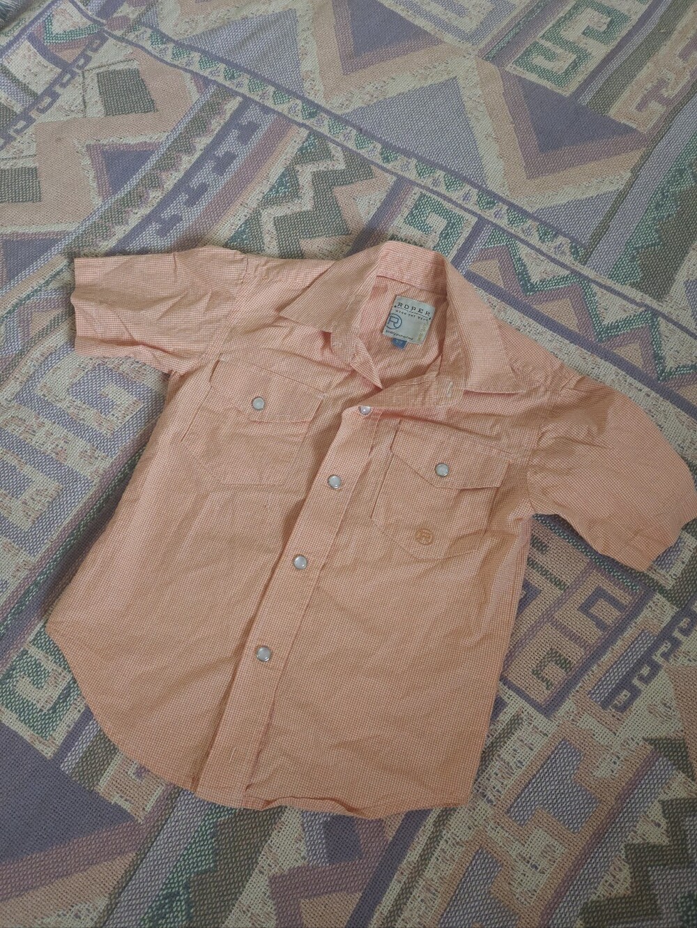 Boys Roper Plaid Western Snap Short-Sleeved Shirt Size XS 4-5